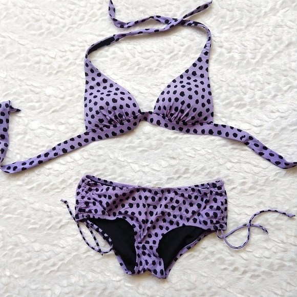 Victoria's Secret Other - Victoria's Secret black & purple polka dot bikini